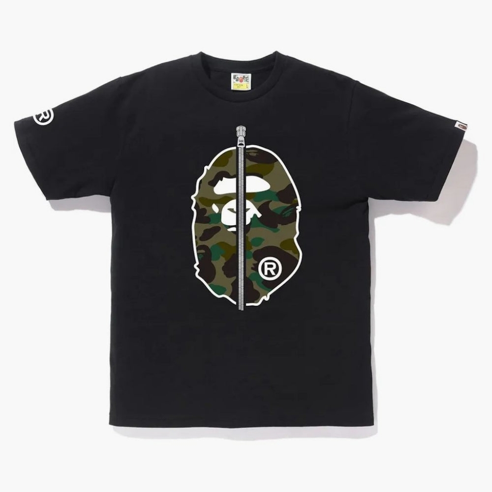 BAPE A‎ Bathing Ape Black Green 1st Camo 2nd Ape Streetwear Tee T Shirt Size S